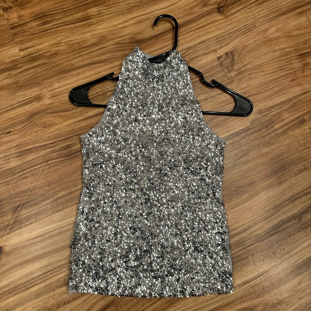 Silver Sequin Sleeveless Tunic